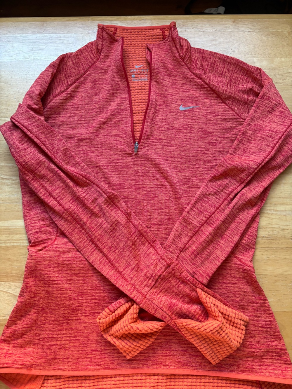 Nike Heathered Pink-Red Quarter Zip Performance Top